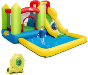 Costzon Inflatable Water Slide, 12 x9FT Kids Water Park Jump Castle Wet Dry with Splash Pool, Water Slides Inflatables for Kids Backyard Party, Blow up Outdoor Water Slide Bounce House with Blower