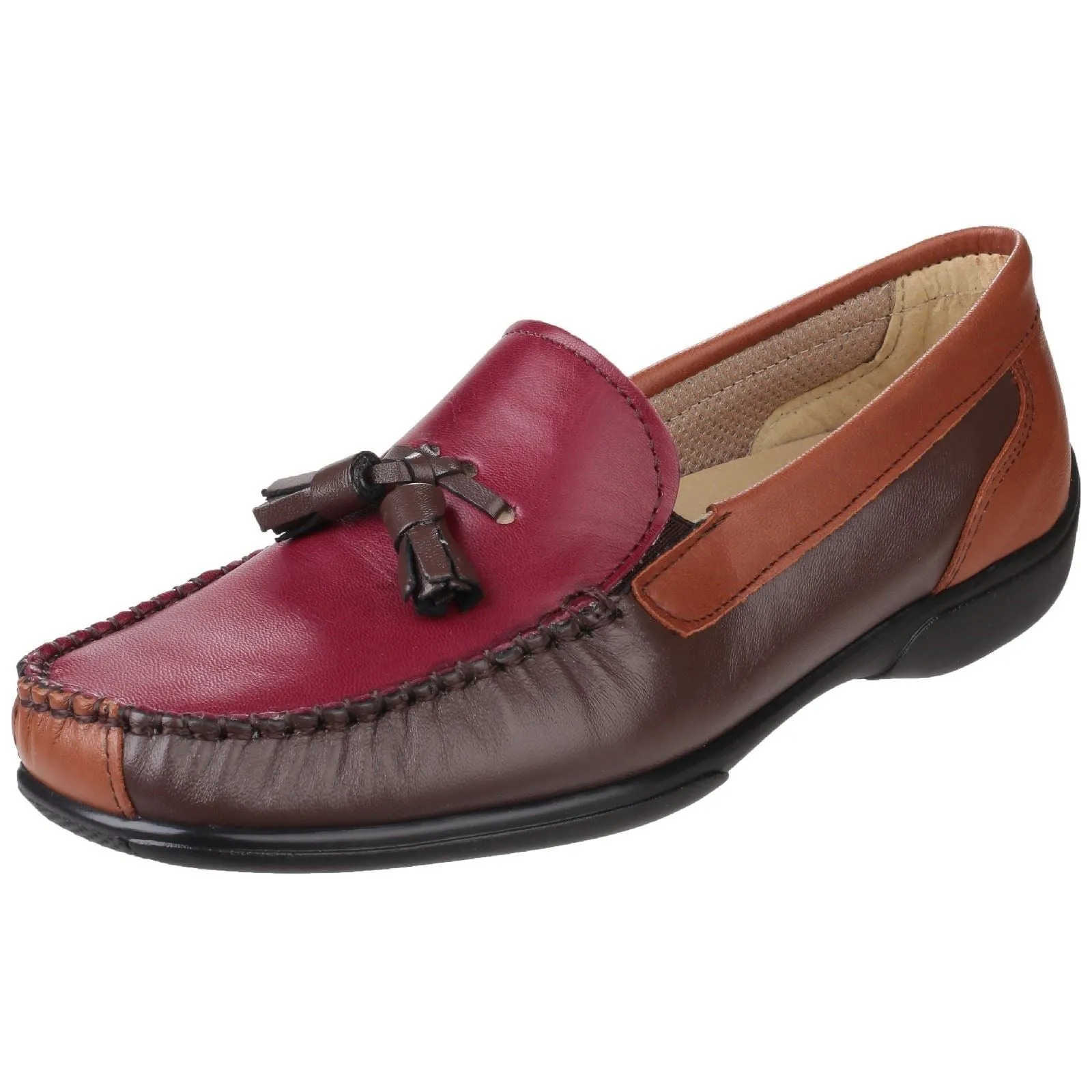 Cotswold Women's Biddlestone Loafer Shoe in Chestnut/Tan/Wine