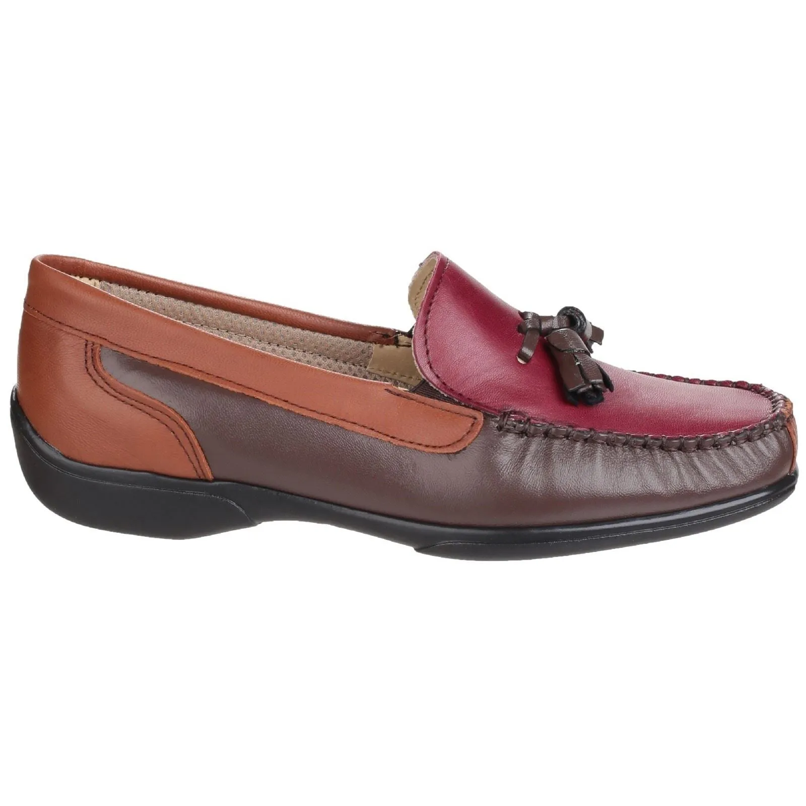 Cotswold Women's Biddlestone Loafer Shoe in Chestnut/Tan/Wine