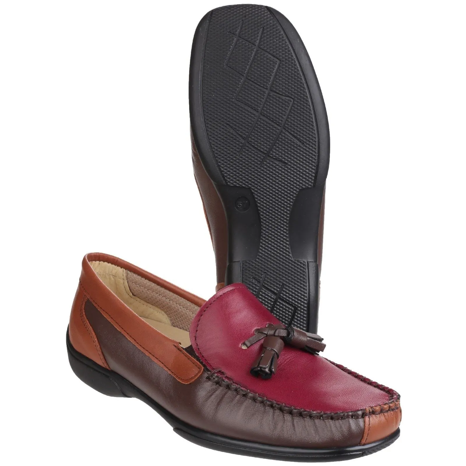 Cotswold Women's Biddlestone Loafer Shoe in Chestnut/Tan/Wine