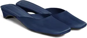 Coutgo Women's Mules Low Kitten Heel Closed Square Toe Slip On Backless Dress Shoes,Size Fits Large