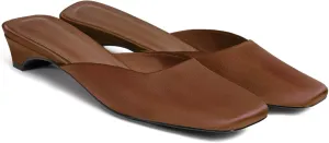 Coutgo Women's Mules Low Kitten Heel Closed Square Toe Slip On Backless Dress Shoes,Size Fits Large