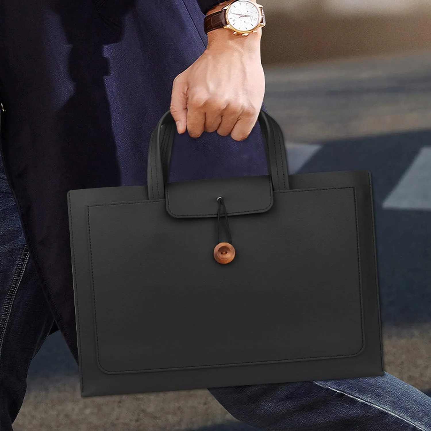 CREATOR Laptop Case Sleeve 13.3-14 Inch Briefcase Waterproof Leather Tote Messenger Bag Slim PC Carrying Case for 13.3"-14" Notebooks