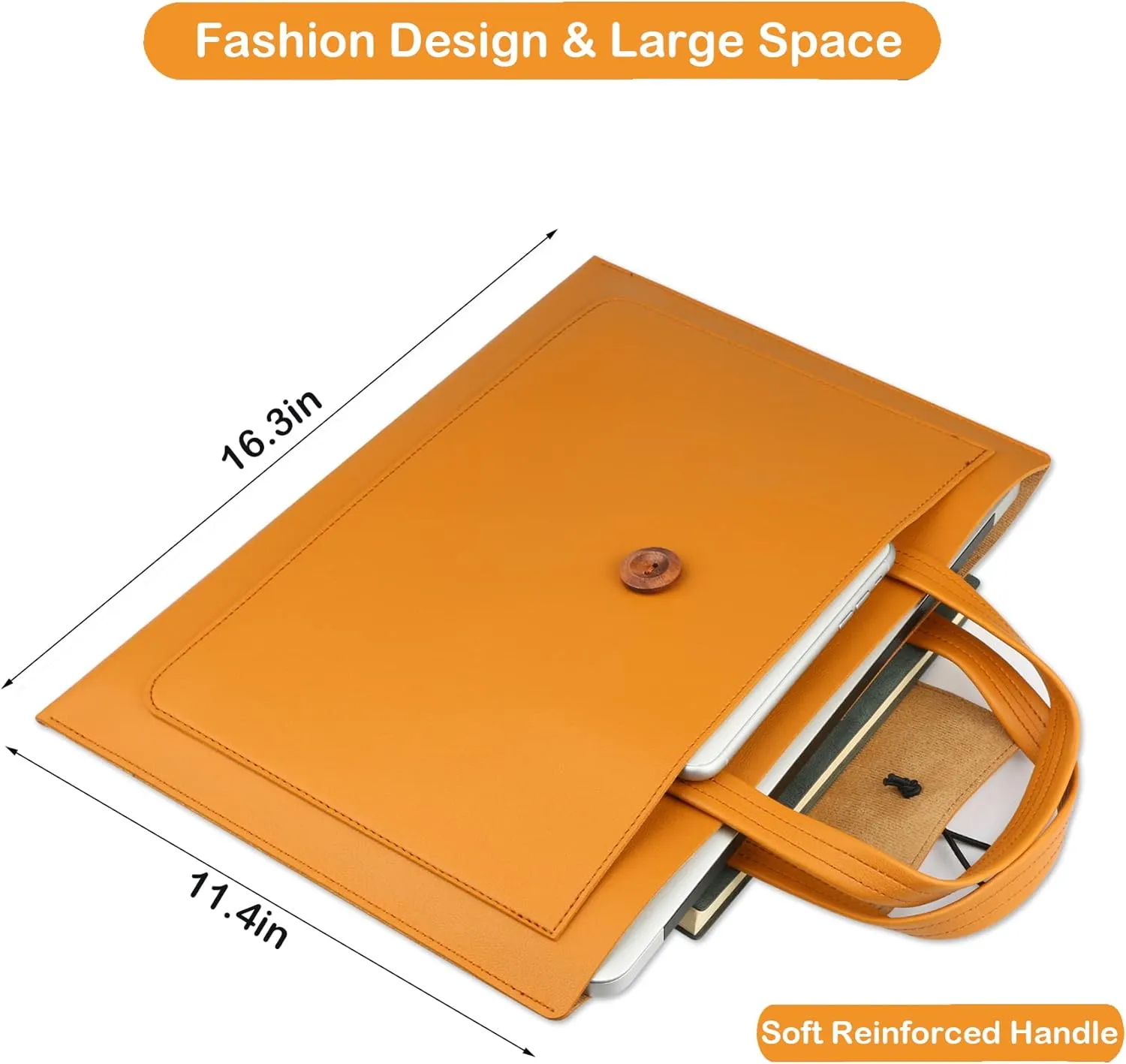 CREATOR Laptop Case Sleeve 13.3-14 Inch Briefcase Waterproof Leather Tote Messenger Bag Slim PC Carrying Case for 13.3"-14" Notebooks