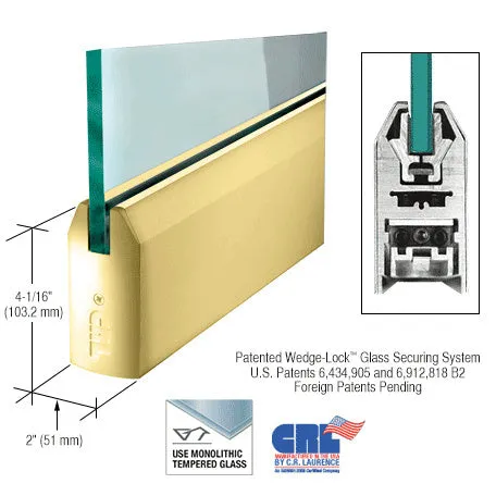 CRL Glass 4" Tapered Door Rail Without Lock - 35-3/4" Length