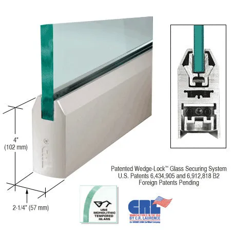 CRL Glass 4" Tapered Door Rail Without Lock - 35-3/4" Length