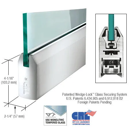 CRL Glass 4" Tapered Door Rail Without Lock - 35-3/4" Length