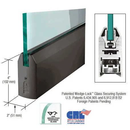 CRL Glass 4" Tapered Door Rail Without Lock - 35-3/4" Length