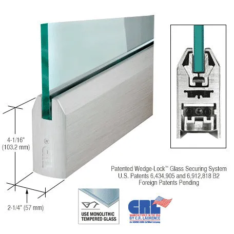 CRL Glass 4" Tapered Door Rail Without Lock - 35-3/4" Length