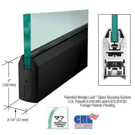 CRL Glass 4" Tapered Door Rail Without Lock - 35-3/4" Length