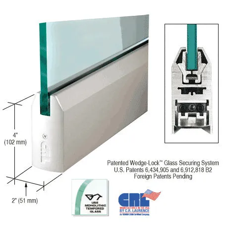 CRL Glass 4" Tapered Door Rail Without Lock - 35-3/4" Length