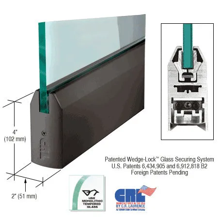 CRL Glass 4" Tapered Door Rail Without Lock - 35-3/4" Length