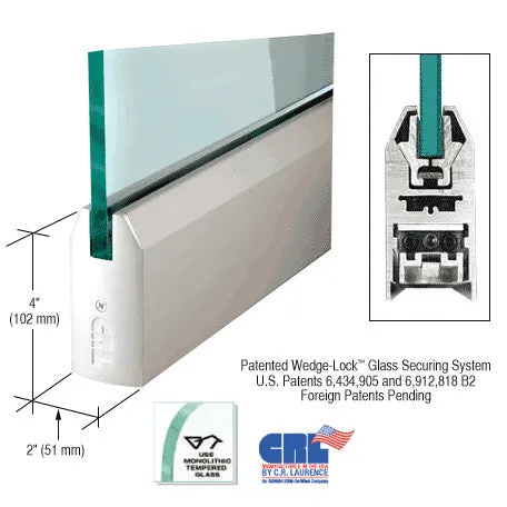 CRL Glass 4" Tapered Door Rail Without Lock - 35-3/4" Length