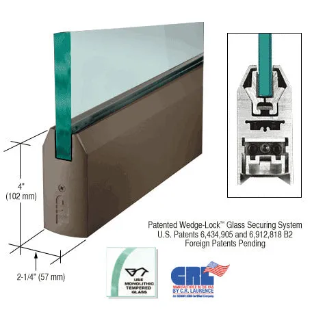 CRL Glass 4" Tapered Door Rail Without Lock - 35-3/4" Length
