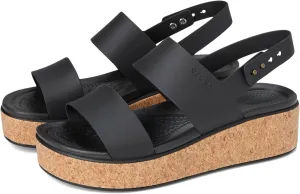 Crocs Womens Brooklyn Cork Low Wedge Black/Black 8 M