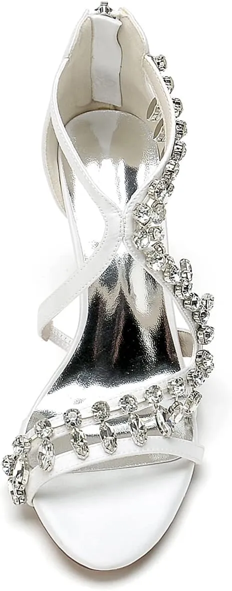 Crystal Tassels Wedding Sandals for Bride Bridal Dress Shoes Bridesmaids Comfy Chunky Heeled High Heels for Women High Heels Pumps