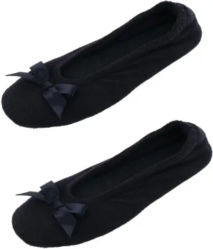 CTM Women's Terry Ballerina Slipper House Shoe (Pack of 2)