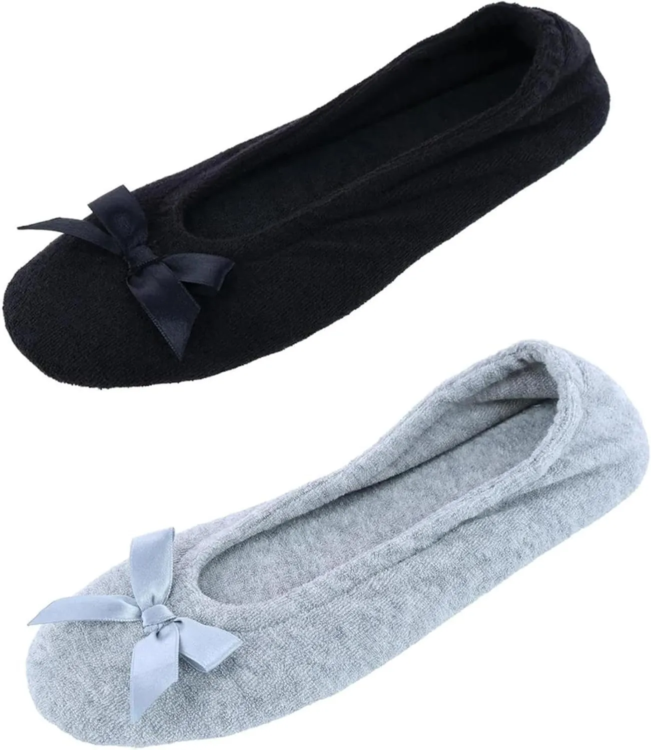 CTM Women's Terry Ballerina Slipper House Shoe (Pack of 2)