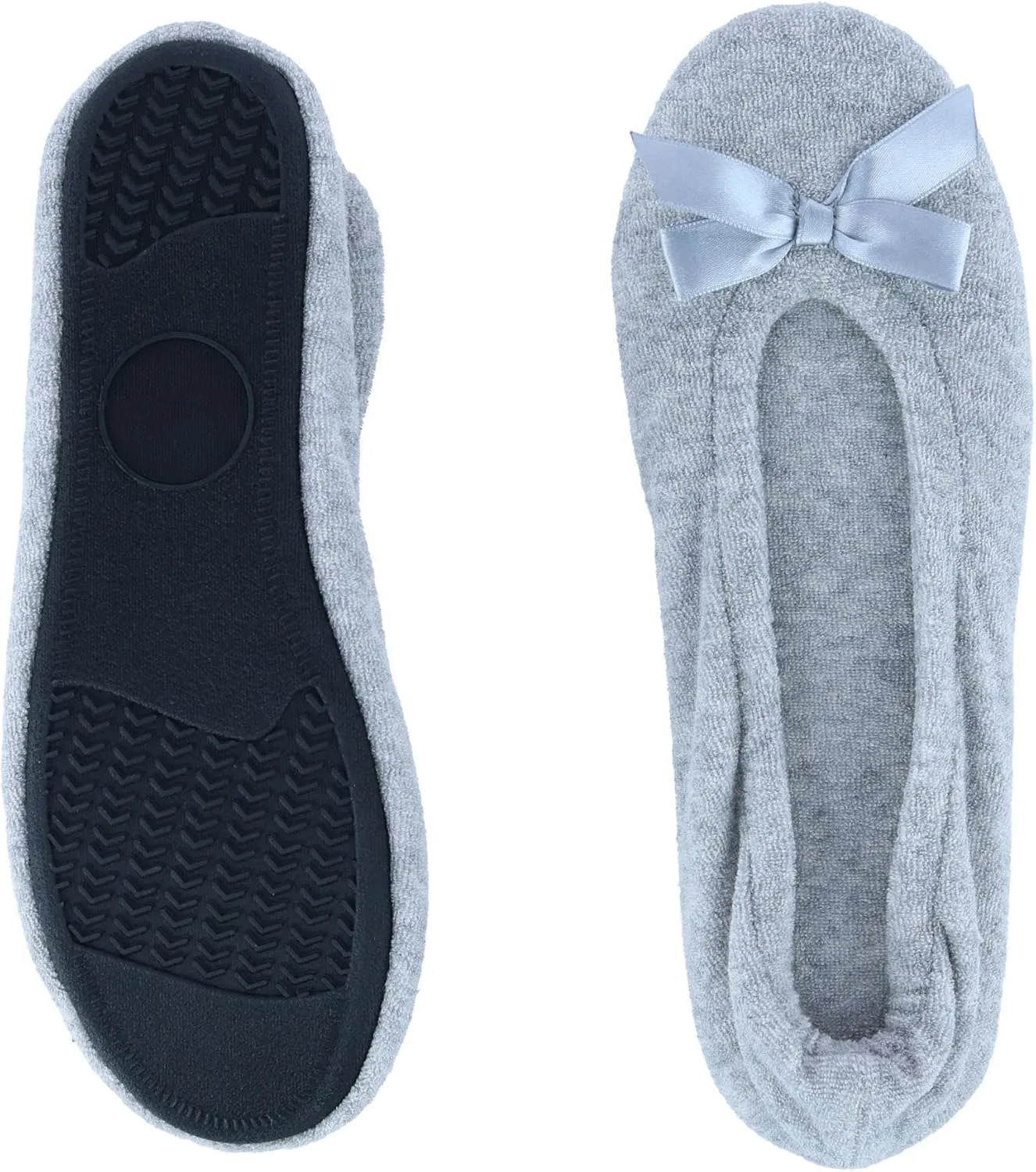 CTM Women's Terry Ballerina Slipper House Shoe (Pack of 2)