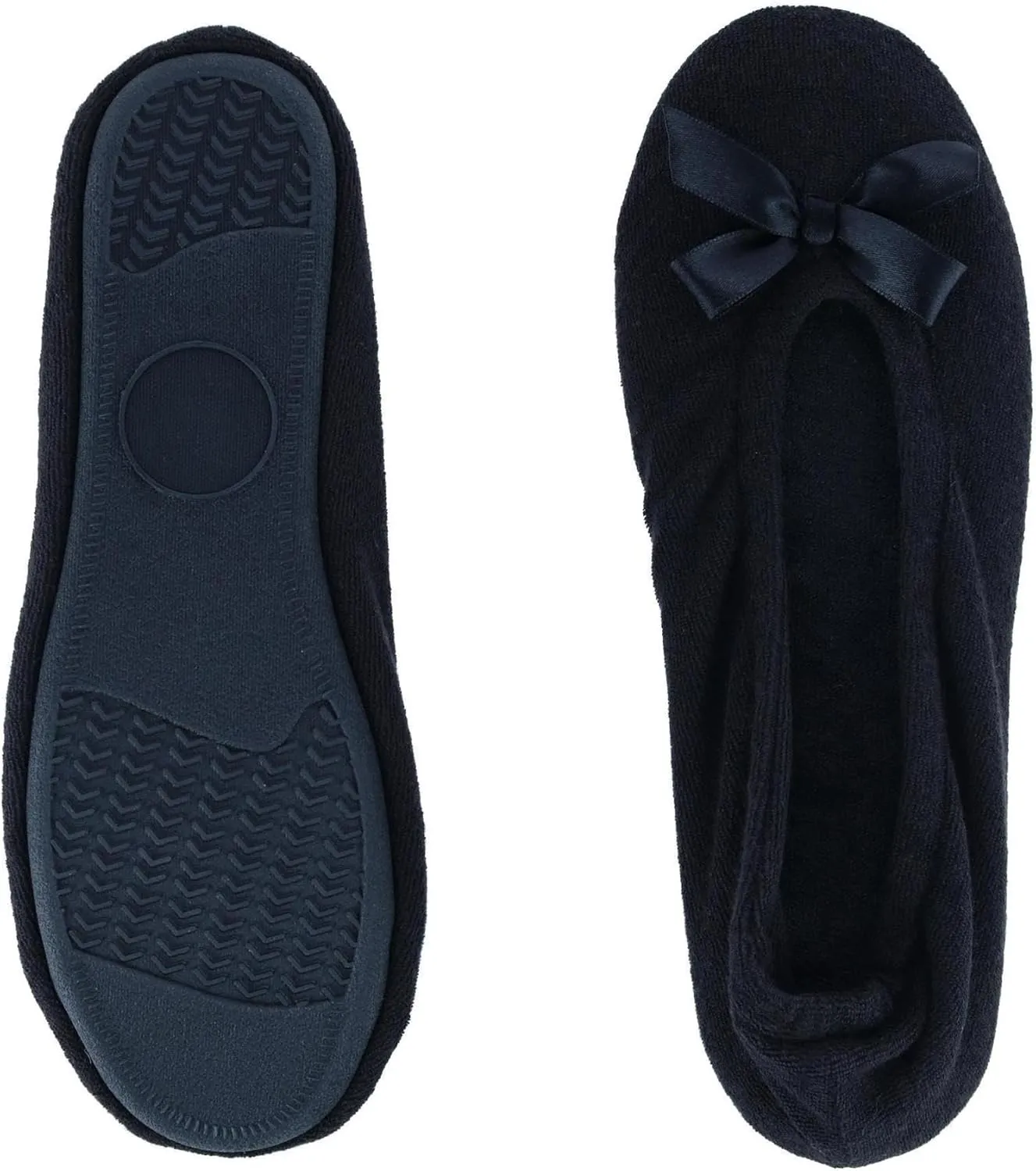CTM Women's Terry Ballerina Slipper House Shoe (Pack of 2)