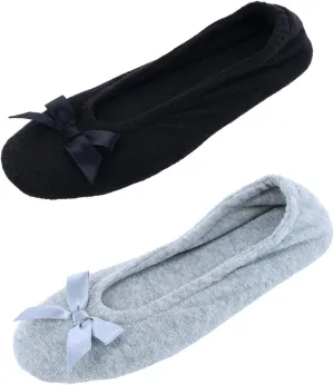 CTM Women's Terry Ballerina Slipper House Shoe (Pack of 2)