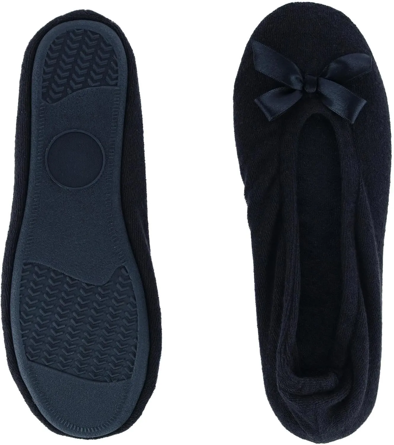 CTM Women's Terry Ballerina Slipper House Shoe (Pack of 2)