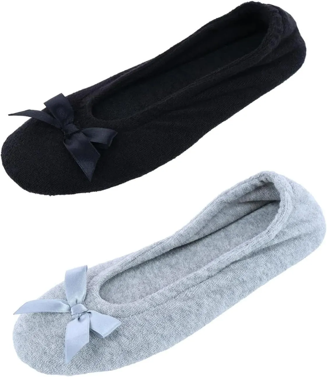 CTM Women's Terry Ballerina Slipper House Shoe (Pack of 2)