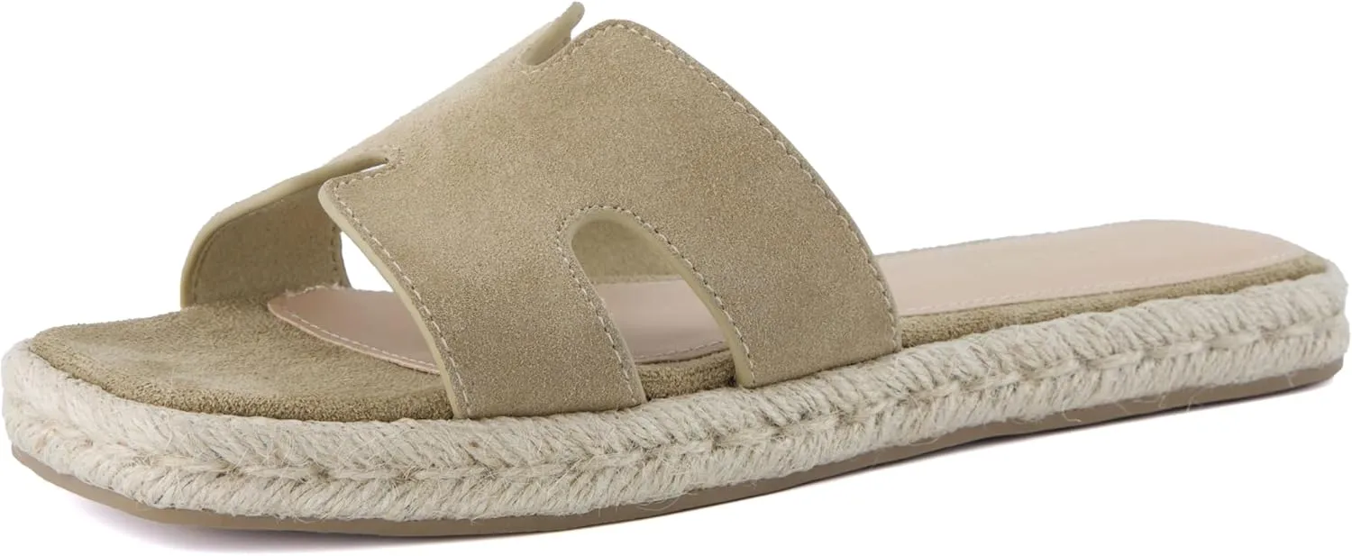 CUSHIONAIRE Avocado Women’s Espadrille Slide Sandal – Suede Cutout Upper with Jute-Wrapped Platform & Cushioned Footbed