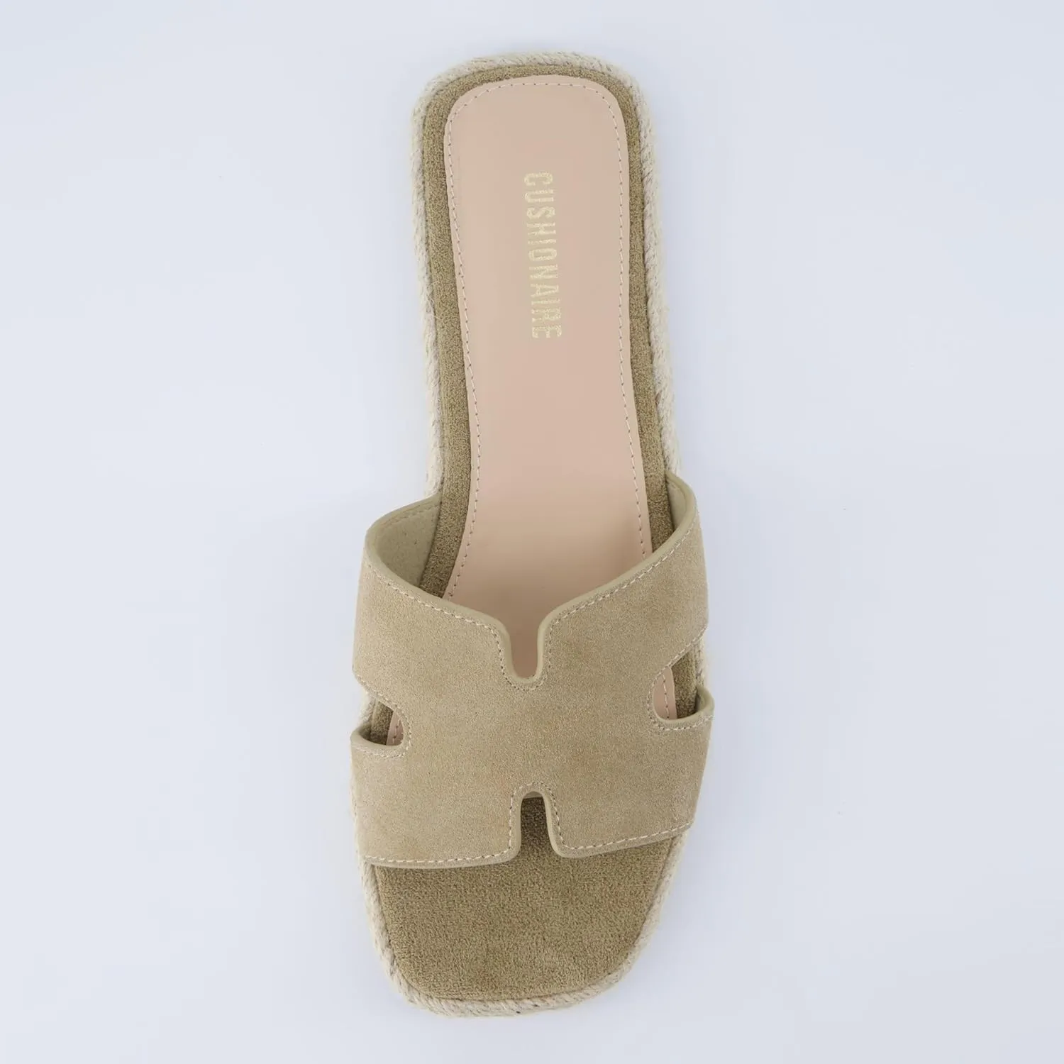CUSHIONAIRE Avocado Women’s Espadrille Slide Sandal – Suede Cutout Upper with Jute-Wrapped Platform & Cushioned Footbed