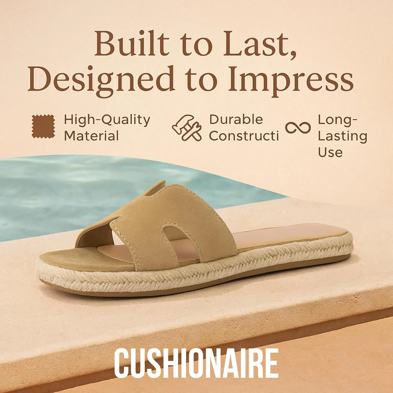 CUSHIONAIRE Avocado Women’s Espadrille Slide Sandal – Suede Cutout Upper with Jute-Wrapped Platform & Cushioned Footbed