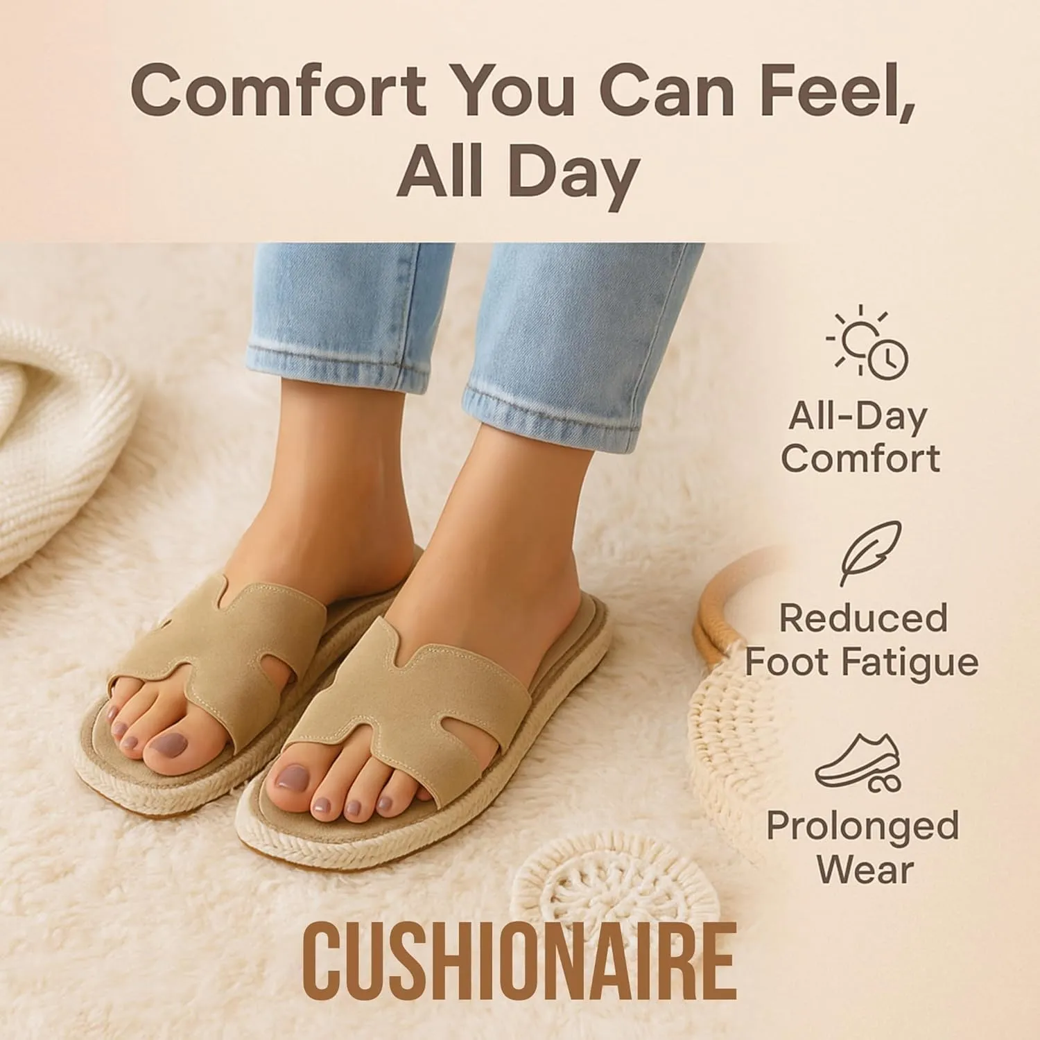 CUSHIONAIRE Avocado Women’s Espadrille Slide Sandal – Suede Cutout Upper with Jute-Wrapped Platform & Cushioned Footbed