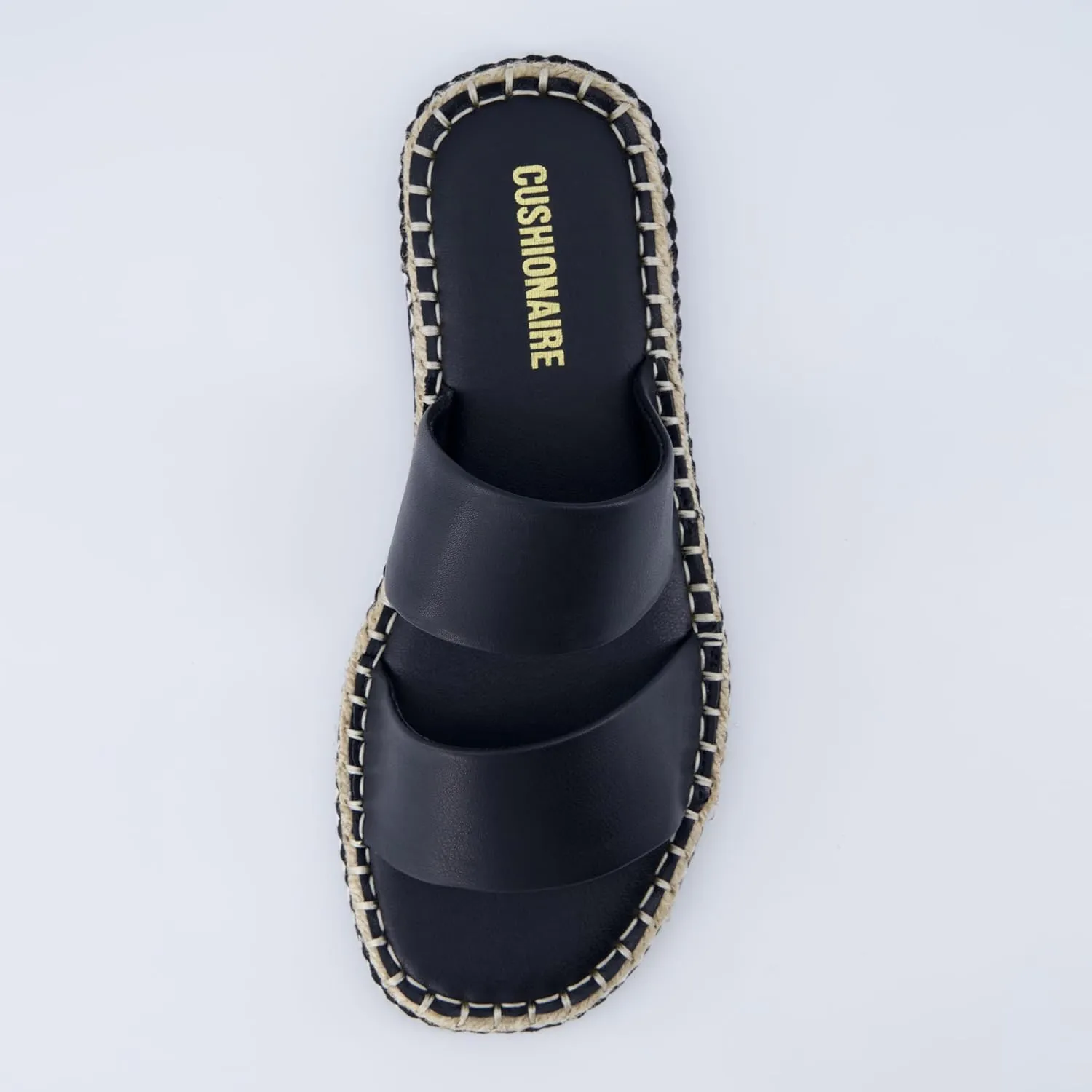 CUSHIONAIRE Bhendi Women’s Espadrille Slide Sandal – Faux Leather Double Strap with Jute-Wrapped Sole & Cushioned Footbed
