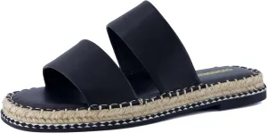CUSHIONAIRE Bhendi Women’s Espadrille Slide Sandal – Faux Leather Double Strap with Jute-Wrapped Sole & Cushioned Footbed