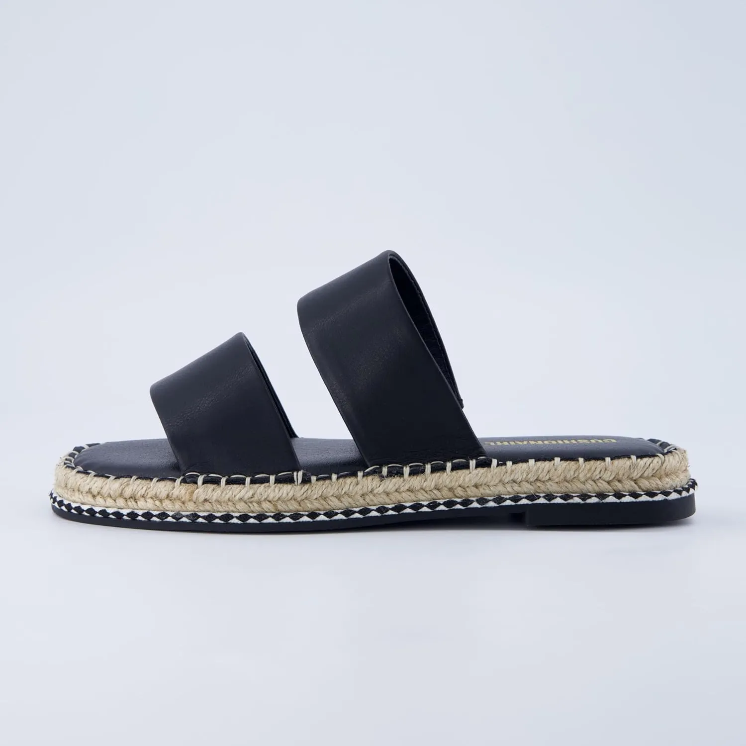 CUSHIONAIRE Bhendi Women’s Espadrille Slide Sandal – Faux Leather Double Strap with Jute-Wrapped Sole & Cushioned Footbed