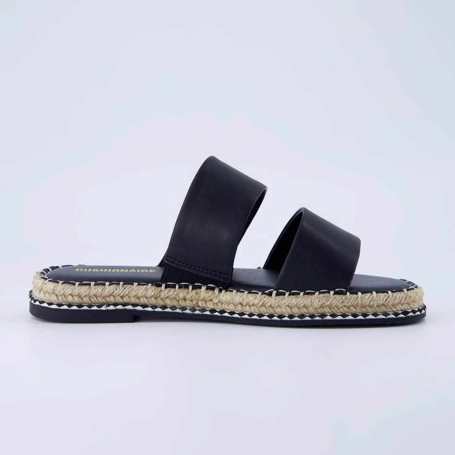 CUSHIONAIRE Bhendi Women’s Espadrille Slide Sandal – Faux Leather Double Strap with Jute-Wrapped Sole & Cushioned Footbed