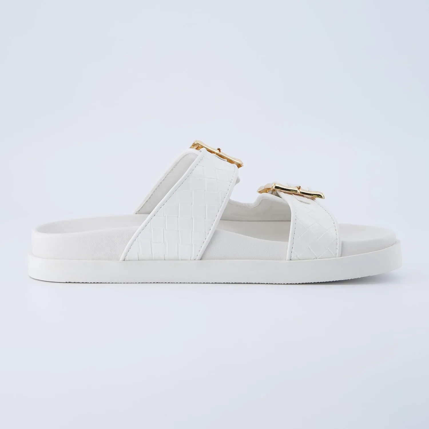 CUSHIONAIRE Loft Women's Quilted Slide Sandal With Cushioned Footbed and Adjustable Buckles