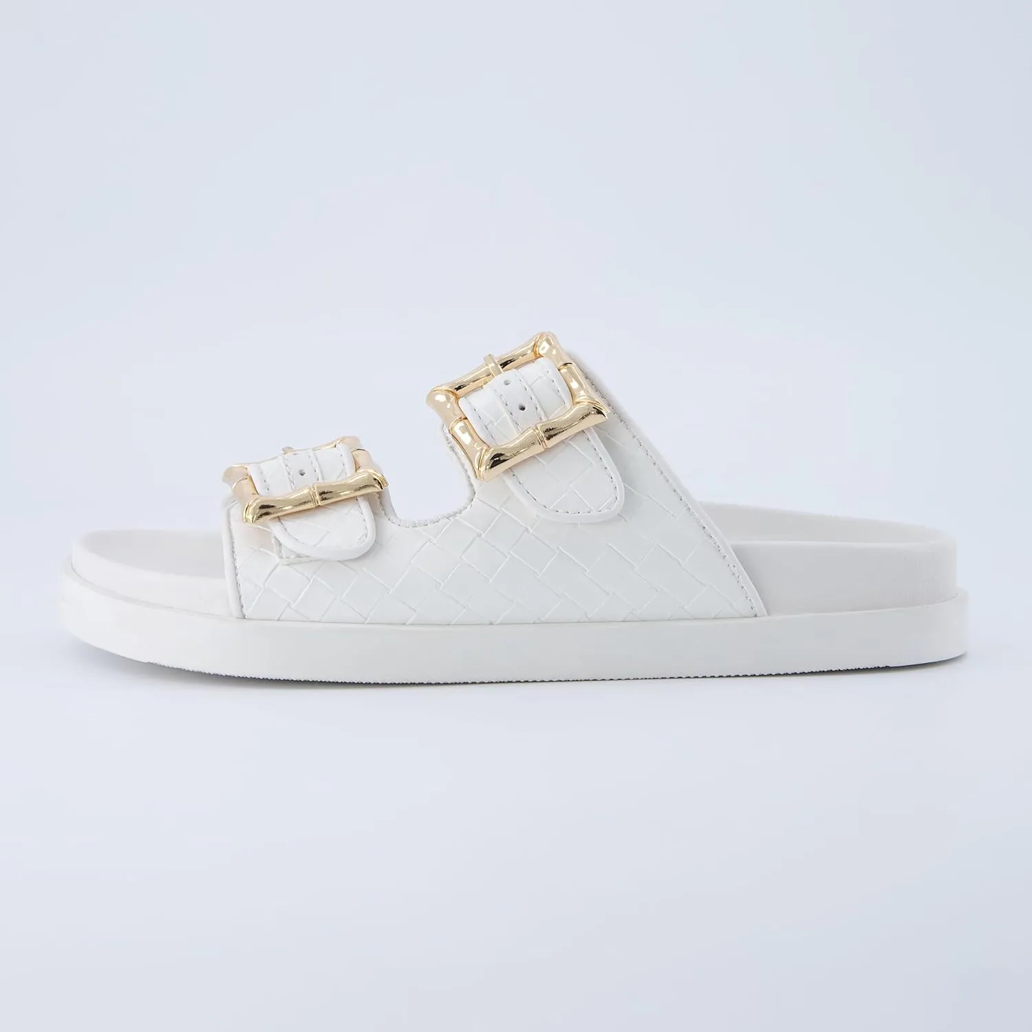 CUSHIONAIRE Loft Women's Quilted Slide Sandal With Cushioned Footbed and Adjustable Buckles