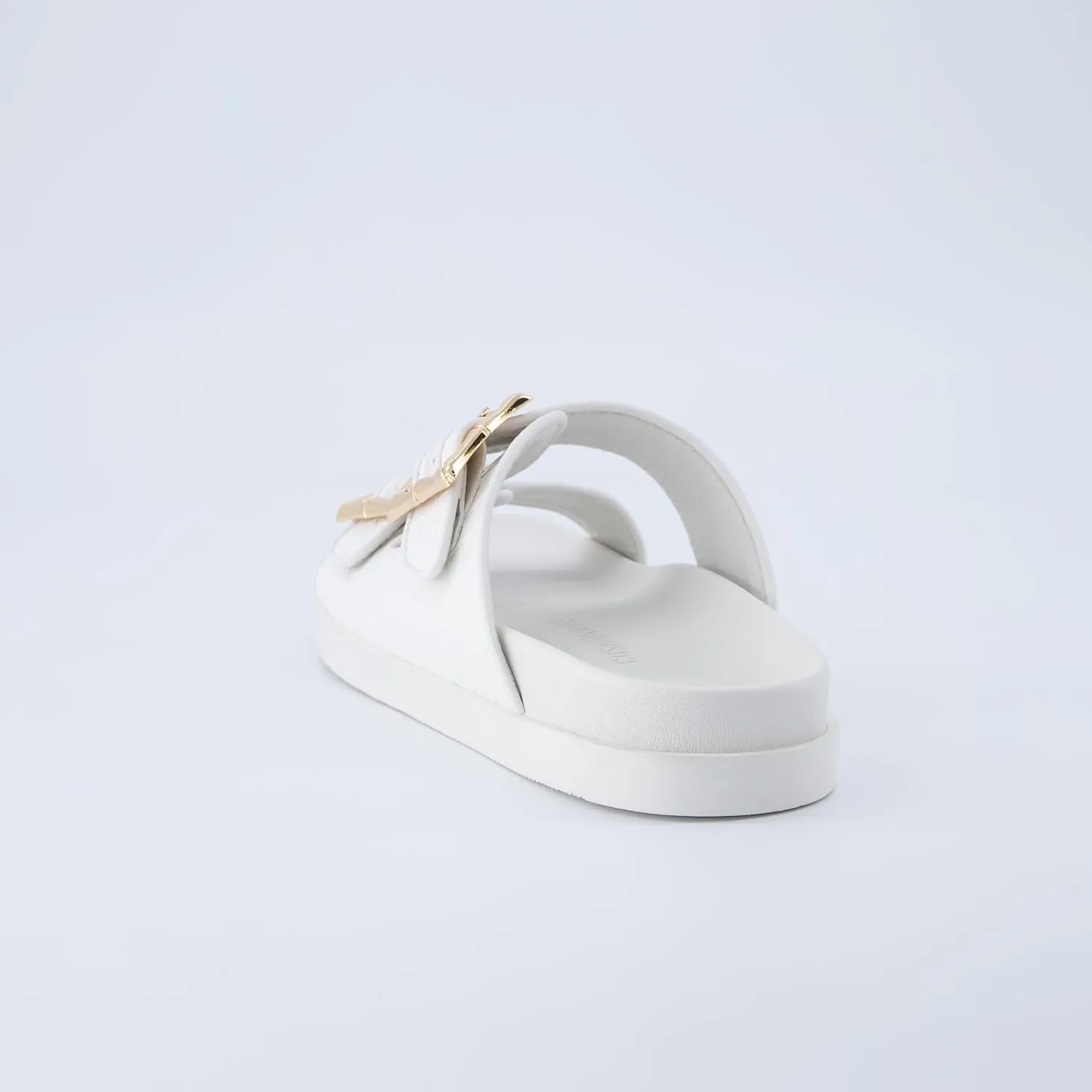 CUSHIONAIRE Loft Women's Quilted Slide Sandal With Cushioned Footbed and Adjustable Buckles