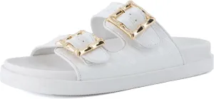 CUSHIONAIRE Loft Women's Quilted Slide Sandal With Cushioned Footbed and Adjustable Buckles