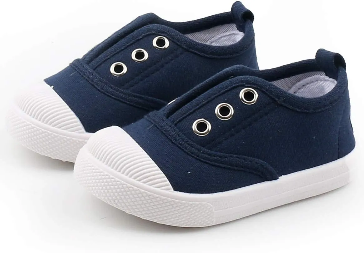DADAWEN Boy's Girl's Candy Color Canvas Slip-On Lightweight Sneakers Cute Casual Running Shoes