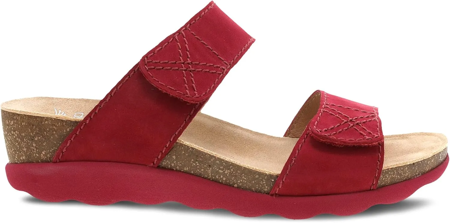 Dansko Maddy Slip-On Wedge Sandal for Women –Comfortable Wedge Shoes with Arch Support –Fully Adjustable Straps with Hook & Loop Closure–Versatile Casual to Dressy Footwear –Lightweight Rubber Outsole