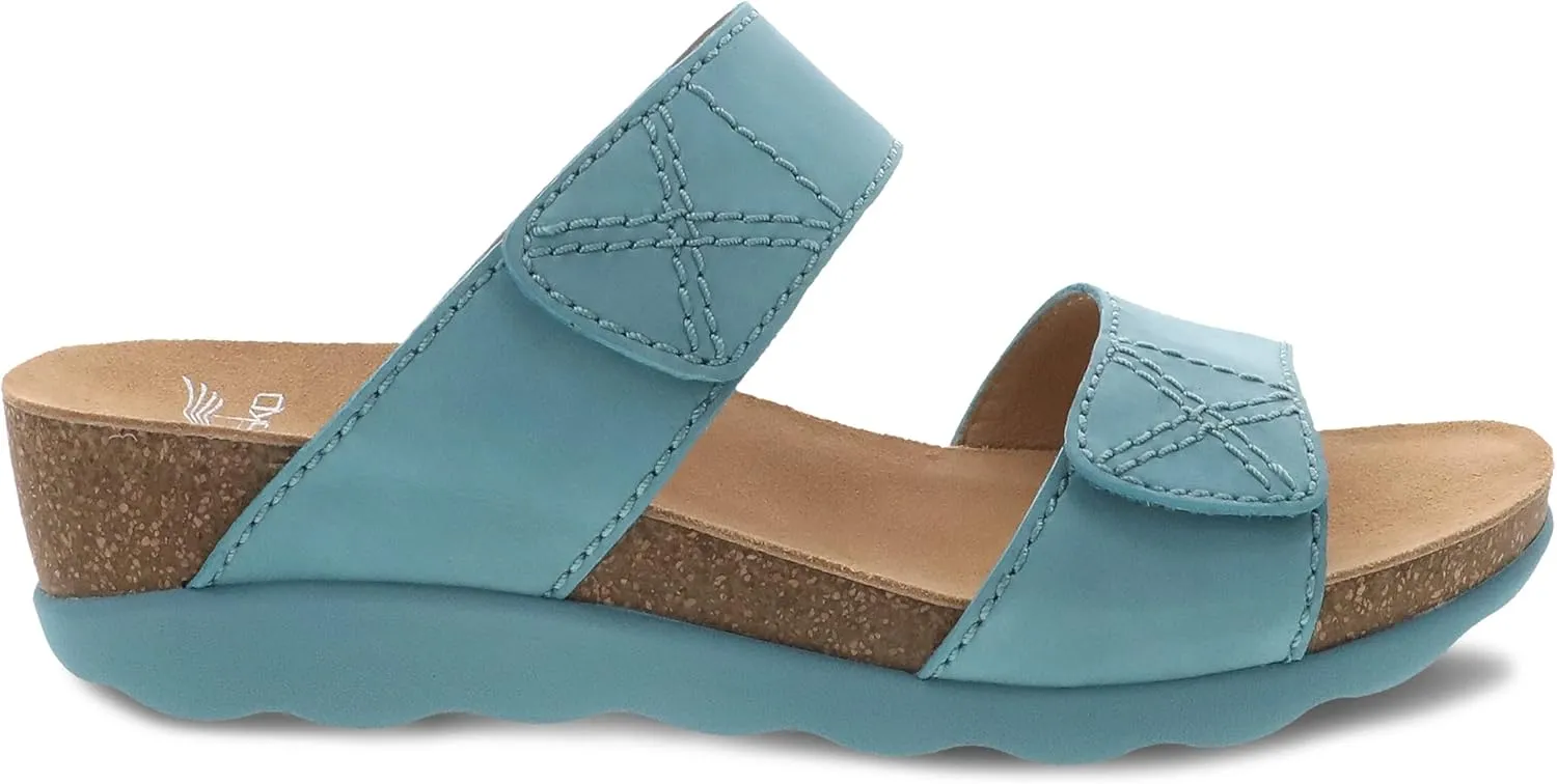 Dansko Maddy Slip-On Wedge Sandal for Women –Comfortable Wedge Shoes with Arch Support –Fully Adjustable Straps with Hook & Loop Closure–Versatile Casual to Dressy Footwear –Lightweight Rubber Outsole