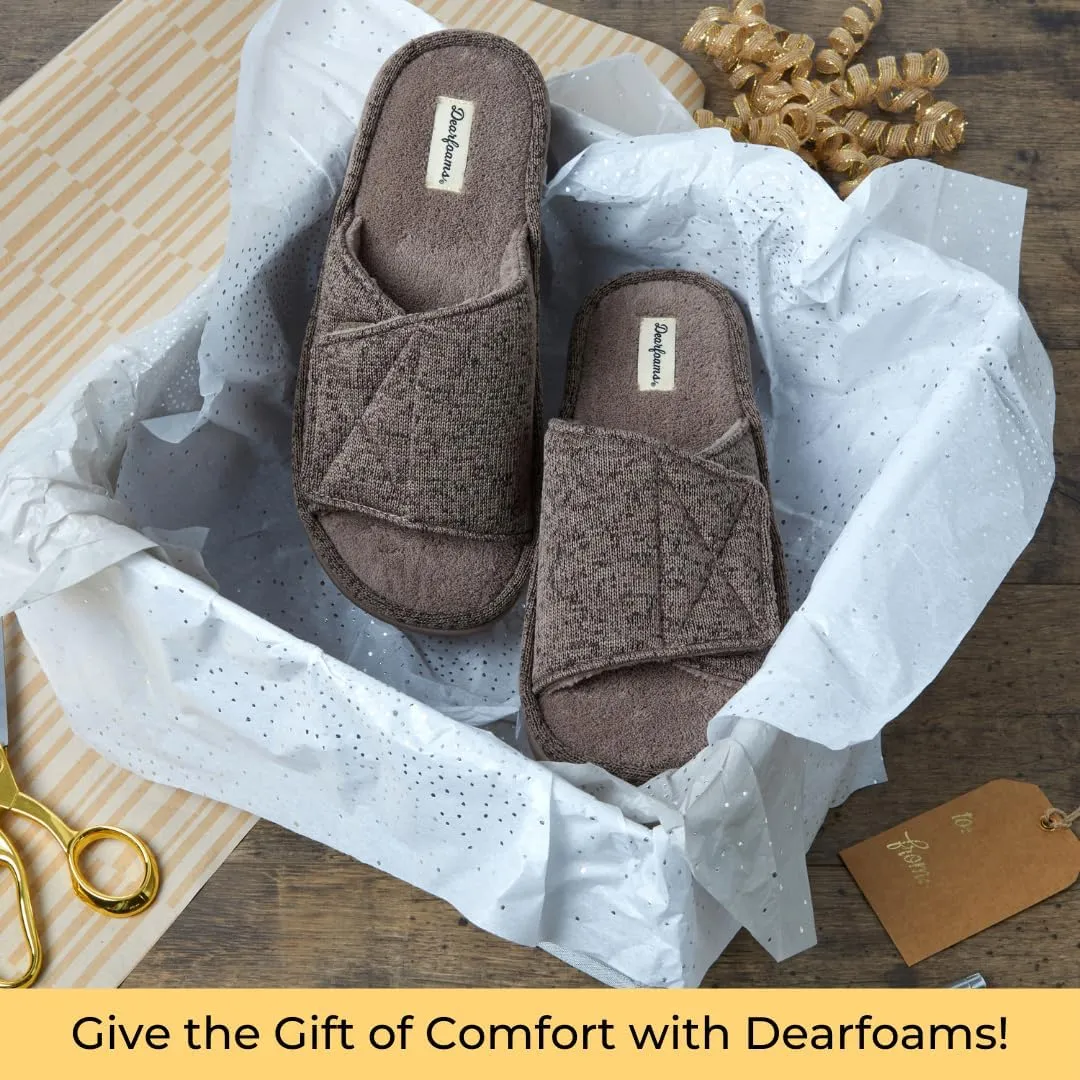 Dearfoams Men's Adjustable Indoor/Outdoor Memory Foam Machine Washable Summer Slide Slipper