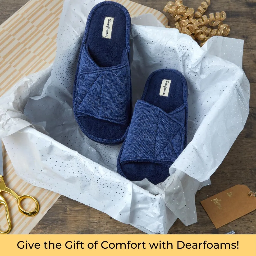 Dearfoams Men's Adjustable Indoor/Outdoor Memory Foam Machine Washable Summer Slide Slipper