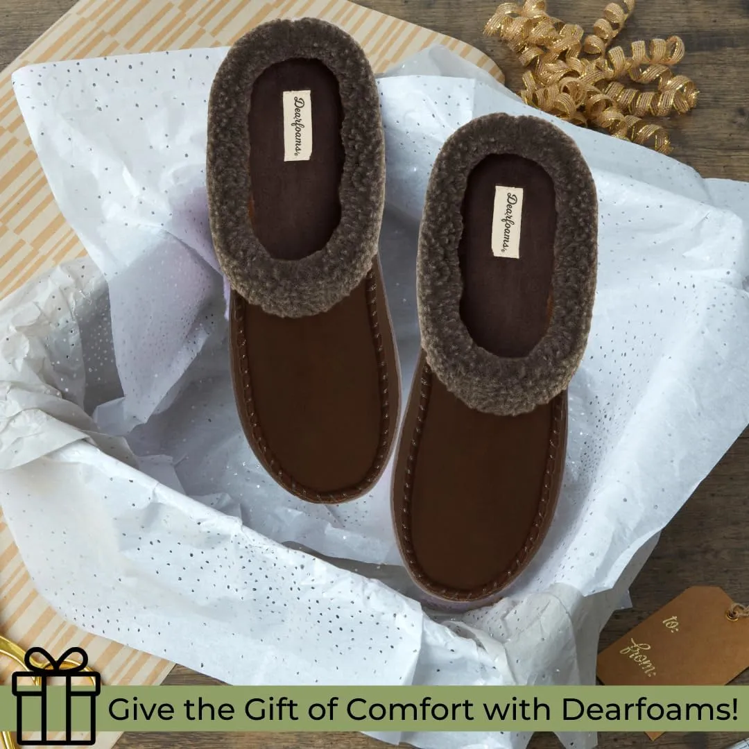 Dearfoams Mens Indoor/Outdoor Breathable Memory Foam Brendan Clog House Shoe Slipper with Wide Widths