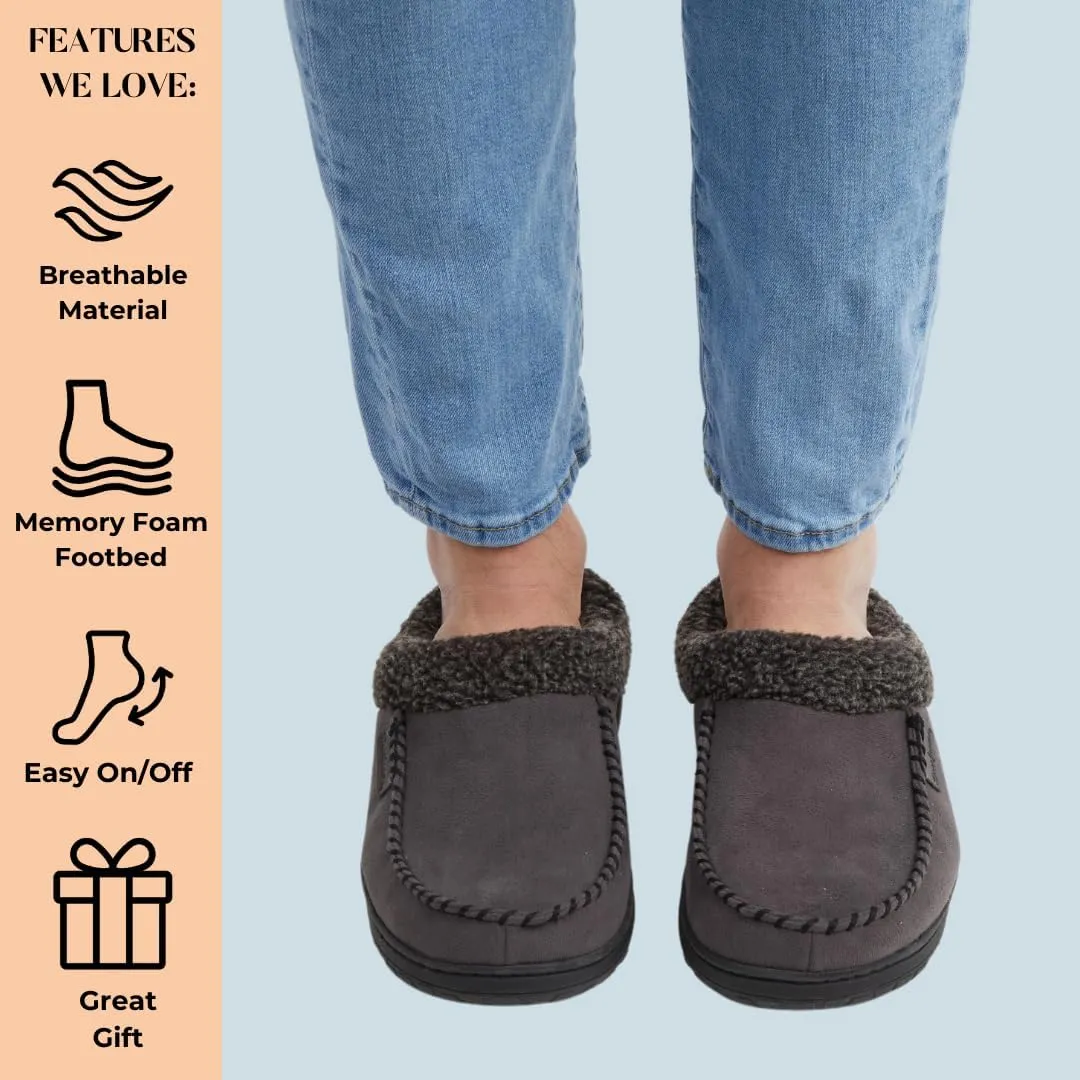 Dearfoams Mens Indoor/Outdoor Breathable Memory Foam Brendan Clog House Shoe Slipper with Wide Widths