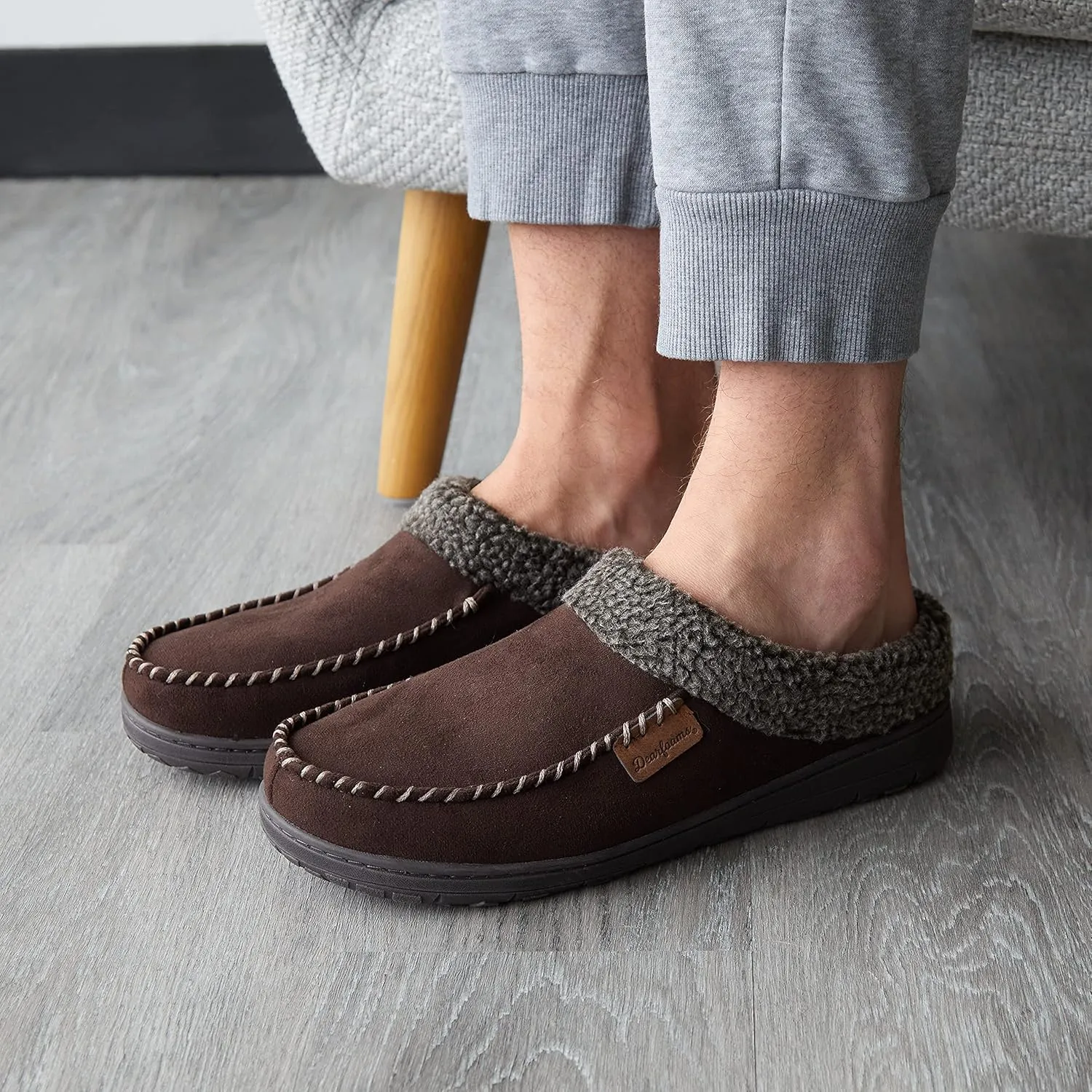 Dearfoams Mens Indoor/Outdoor Breathable Memory Foam Brendan Clog House Shoe Slipper with Wide Widths
