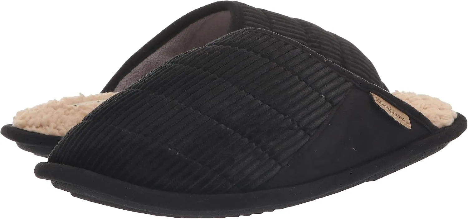 Dearfoams Men's Rocky Mixed Material Indoor/Outdoor Memory Foam Scuff Slipper