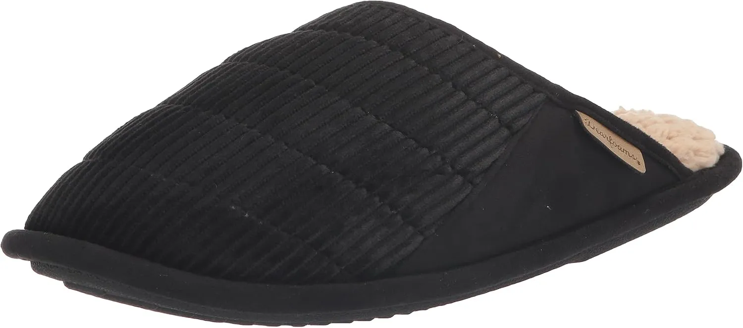 Dearfoams Men's Rocky Mixed Material Indoor/Outdoor Memory Foam Scuff Slipper