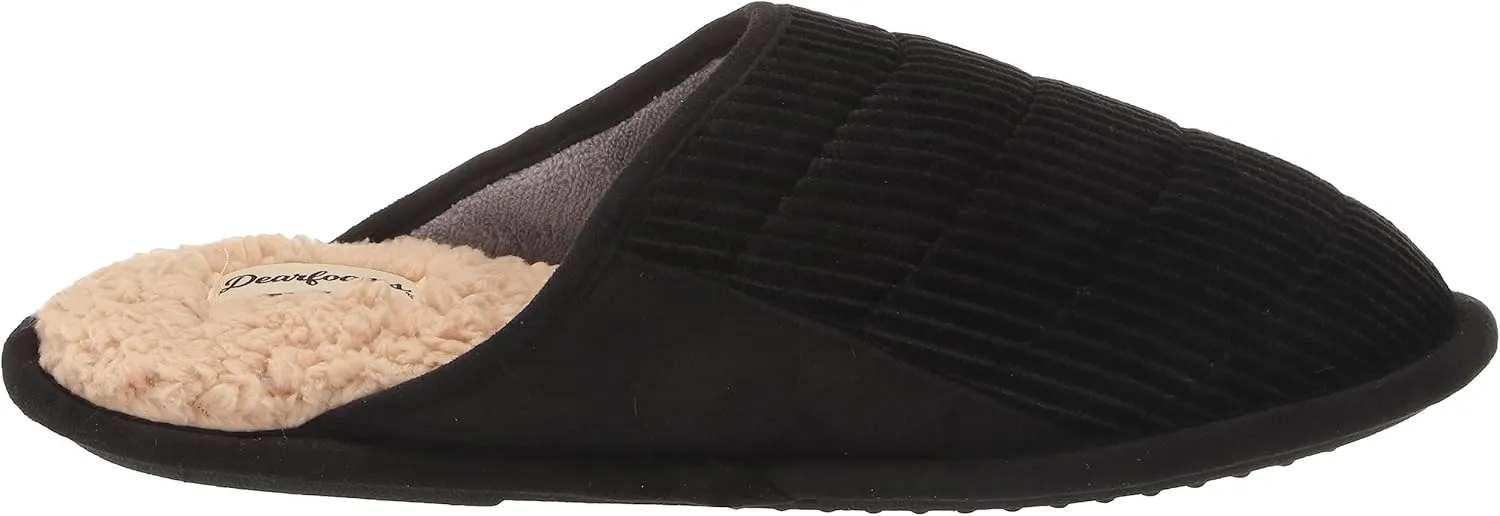 Dearfoams Men's Rocky Mixed Material Indoor/Outdoor Memory Foam Scuff Slipper